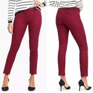 J Crew Factory | Maroon Winnie Scalloped Hem Pant